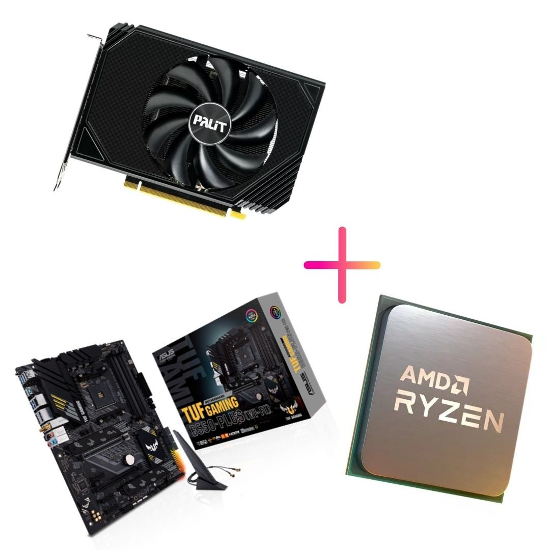 Комбо оферта (ASUS TUF GAMING B550-PLUS WIFI + AMD Ryzen 5 5600X MPK + Palit GeForce RTX 3060 StormX 12GB OC)