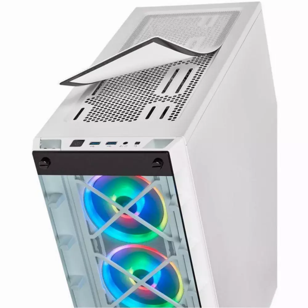 Кутия Corsair iCUE 465X RGB TG Mid-Tower White - CC-9011189-WW