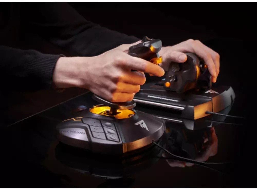 Жичен джойстик Thrustmaster T.16000M FCS HOT, авиосимулатор за PC, Черен