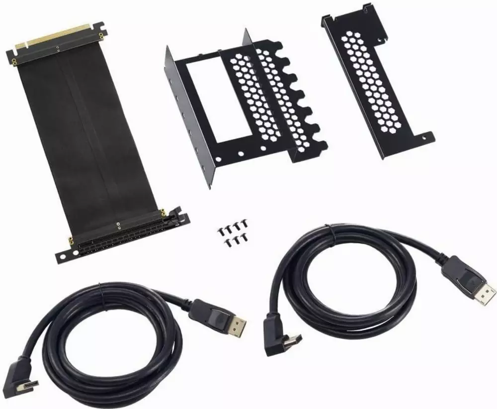 CableMod универсален брекет и кабел за вертикален монтаж за видео карта PCIe x16, 2x DisplayPort кабел