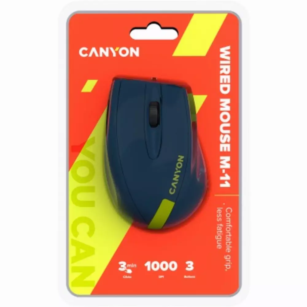 Мишка CANYON M-11 CNE-CMS11BY Optical Wired Mouse Blue/Yellow
