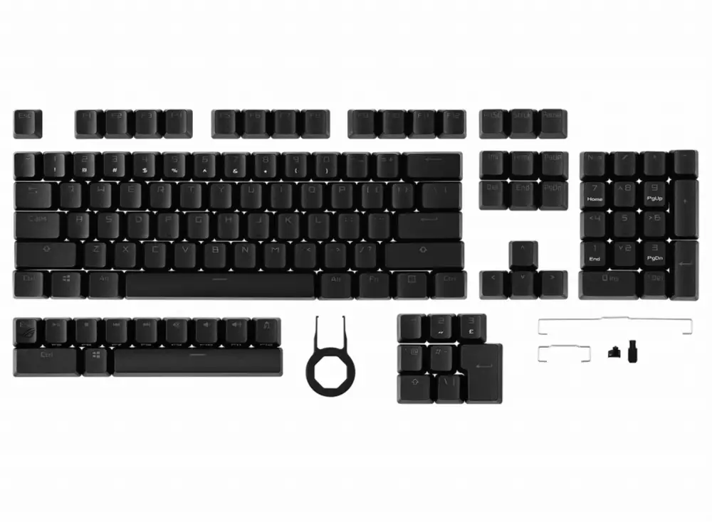 Геймърски сет с капачки за клавиатура, PBT пластмаса, ROG PBT Keycap Set