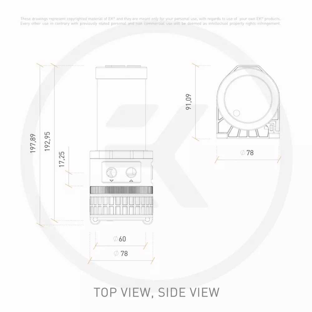 Помпа с резервоар EK-Quantum Kinetic TBE 200 D5 PWM D-RGB - Plexi