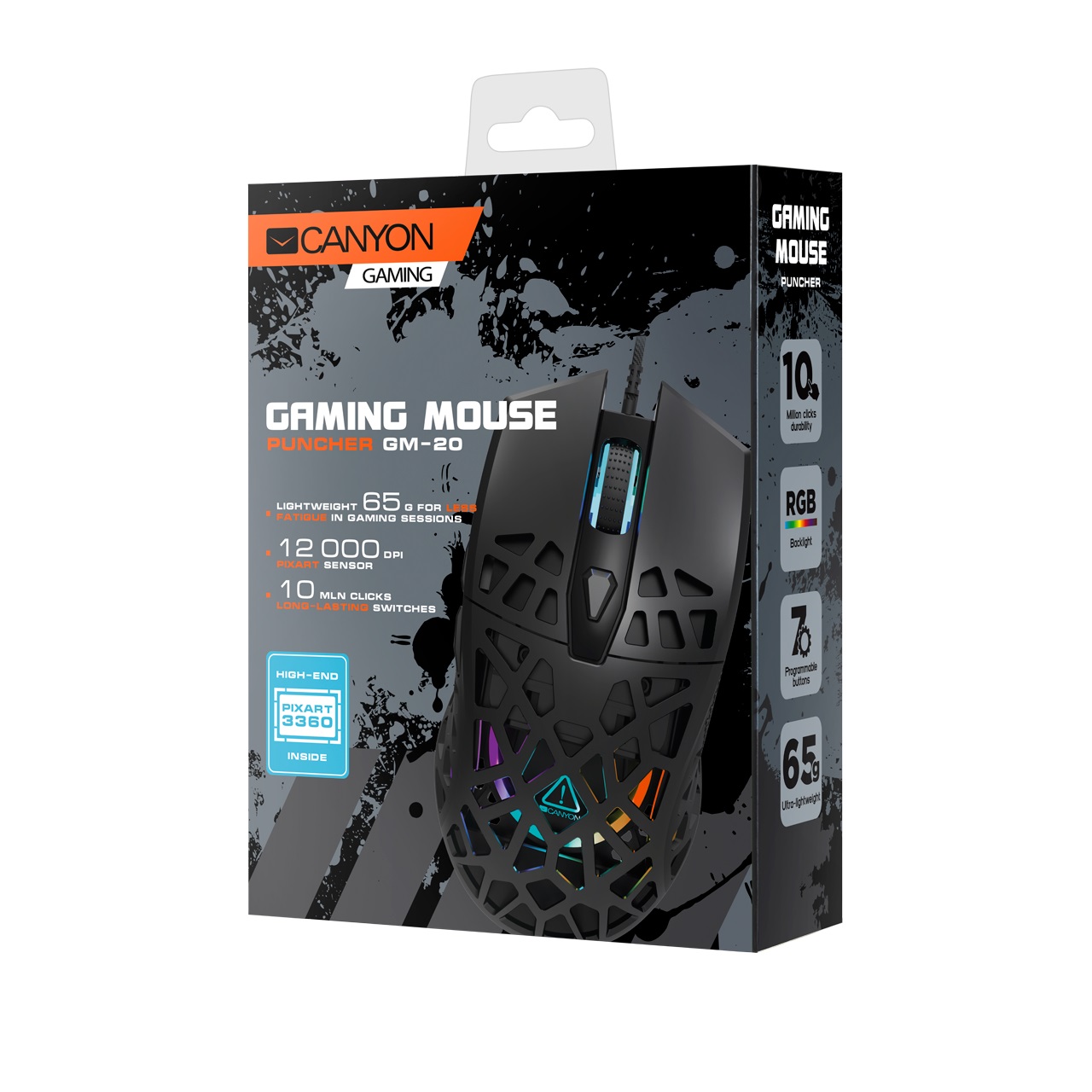 Геймърска мишка CANYON Puncher Lightweight Perforated Mouse - CND-SGM20B 