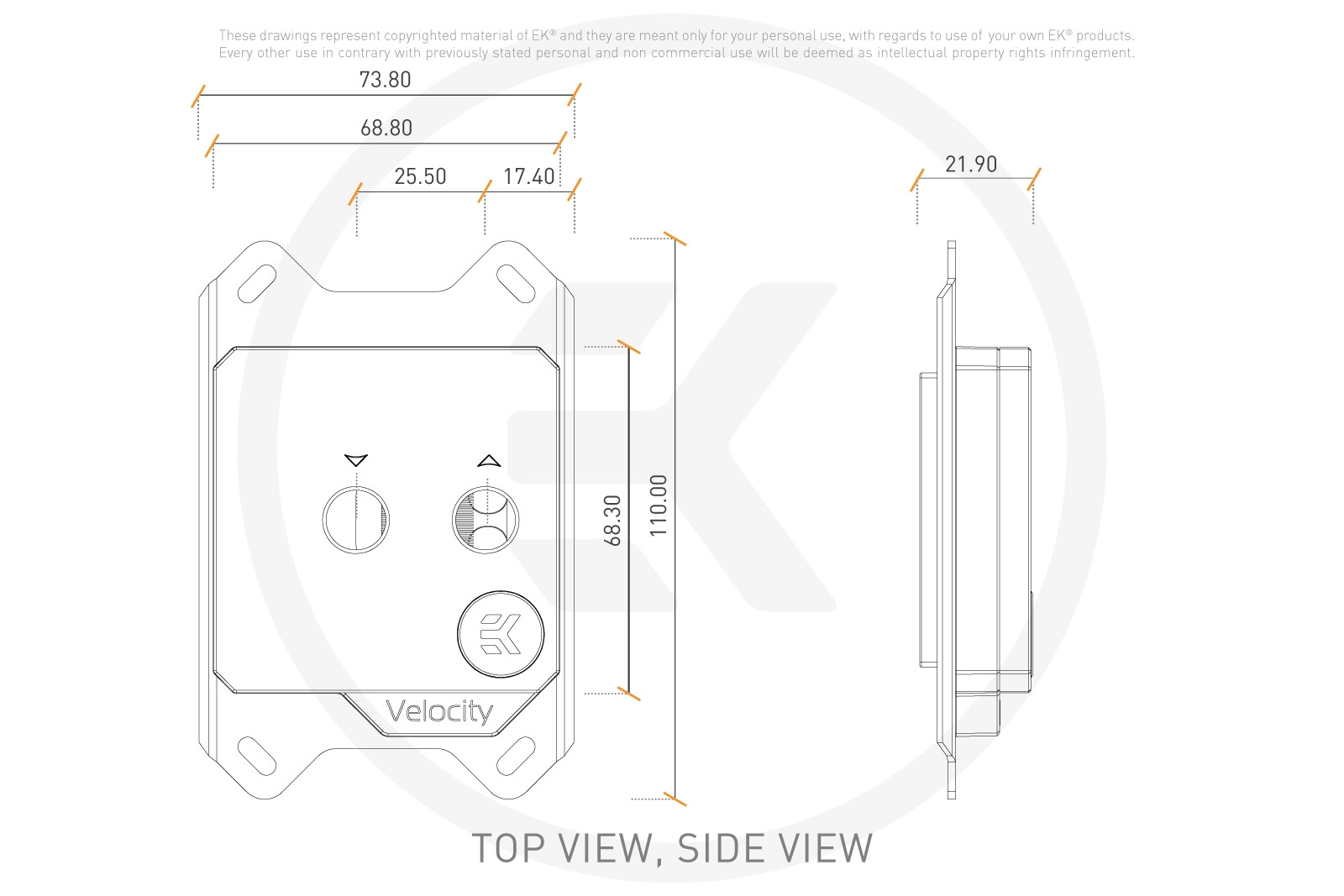 Воден блок за процесор EK-Velocity D-RGB - AMD Nickel + Acetal water block
