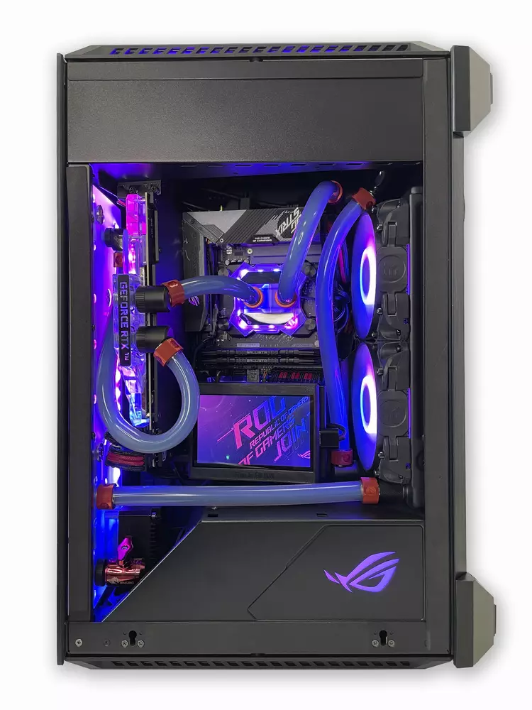 Геймърски компютър ASUS ROG MAMBA Custom Water Build (AMD Ryzen 7 5800X, 32GB, RTX 3080 10GB, 500GB SSD, 850W)