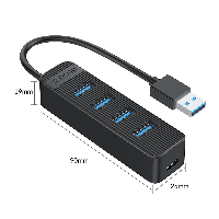 Orico хъб USB3.0 HUB 4 port - Type C input, 1m cable, aux Type-C power input - TWU3-4A-10