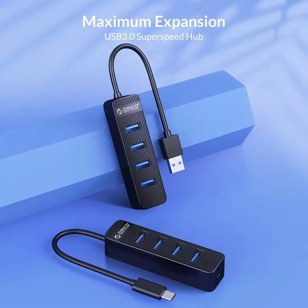 Hub Orico USB3.0 HUB 4 puertos - Entrada Tipo C, entrada de alimentación Tipo-C - TWC3-4A