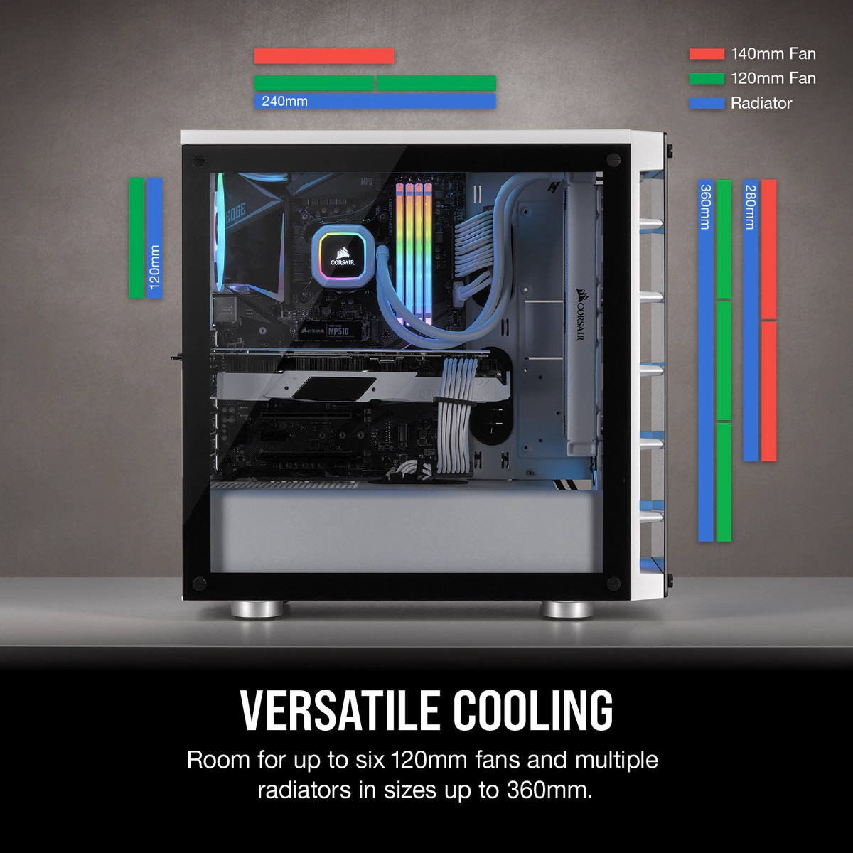 Кутия Corsair iCUE 465X RGB White