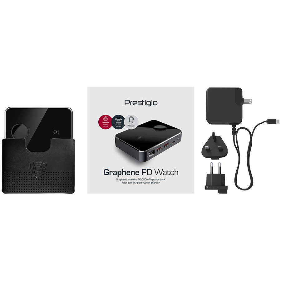 Външна батерия Prestigio Graphene Gold PD Watch Edition, 10 000 mAh, Fast Charge