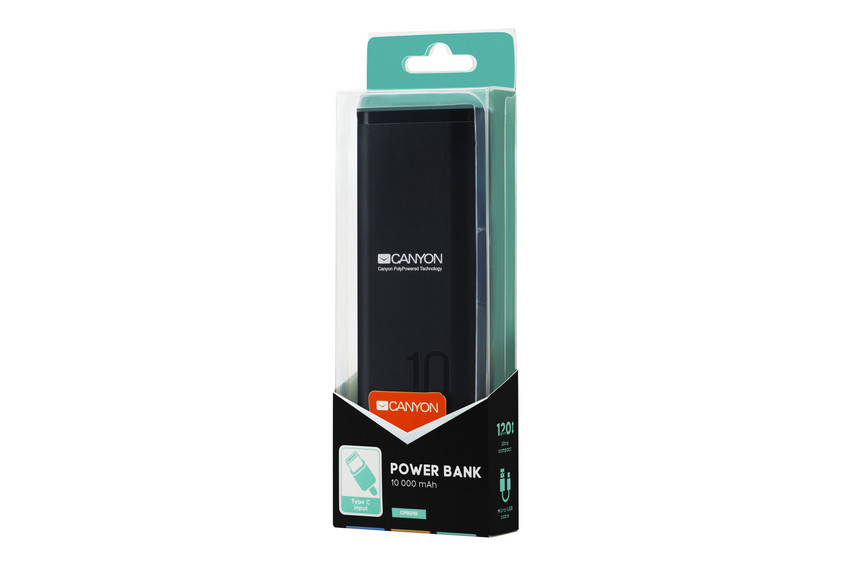 Външна батерия Canyon PB-103 10000 mAh, черен - CNE-CPB010B