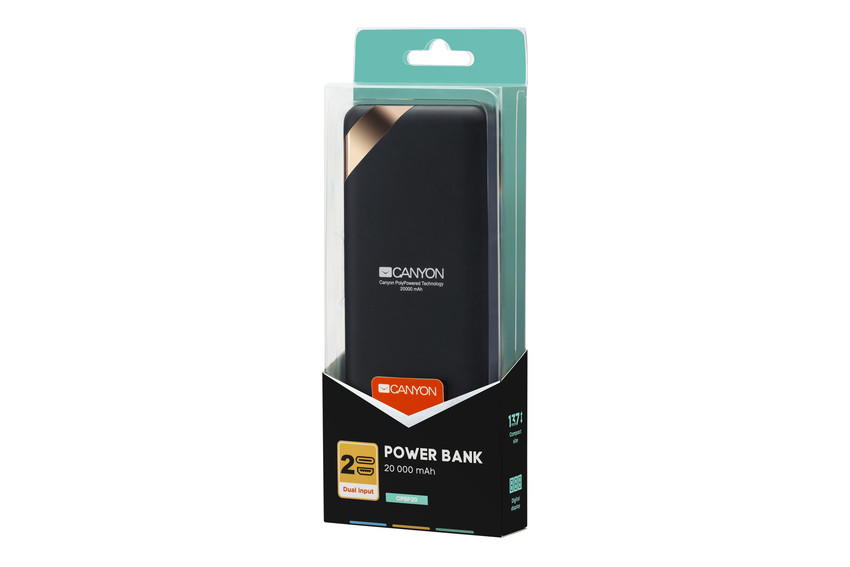 PowerBank Canyon PB202, 20 000 mAh, черен - CNE-CPBP20B