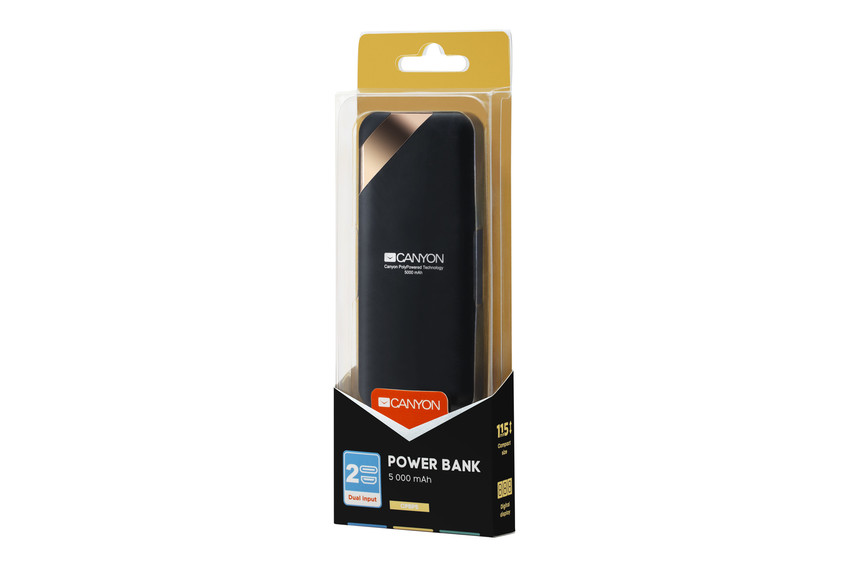 PowerBank Canyon PB-54, 5000 mAh, черен - CNE-CPBP5B