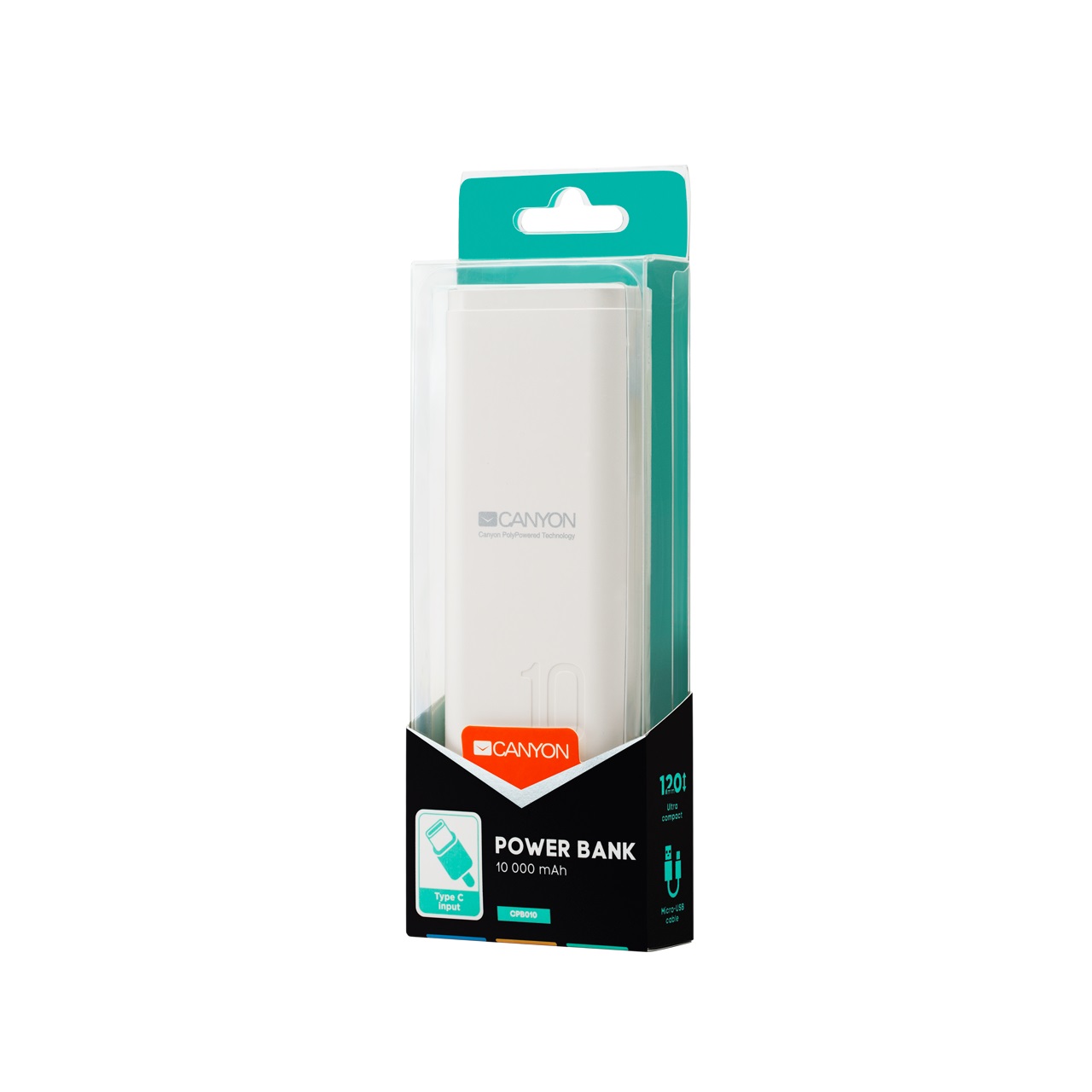 Външна батерия Canyon PB-103 10000 mAh, Бял - CNE-CPB010W