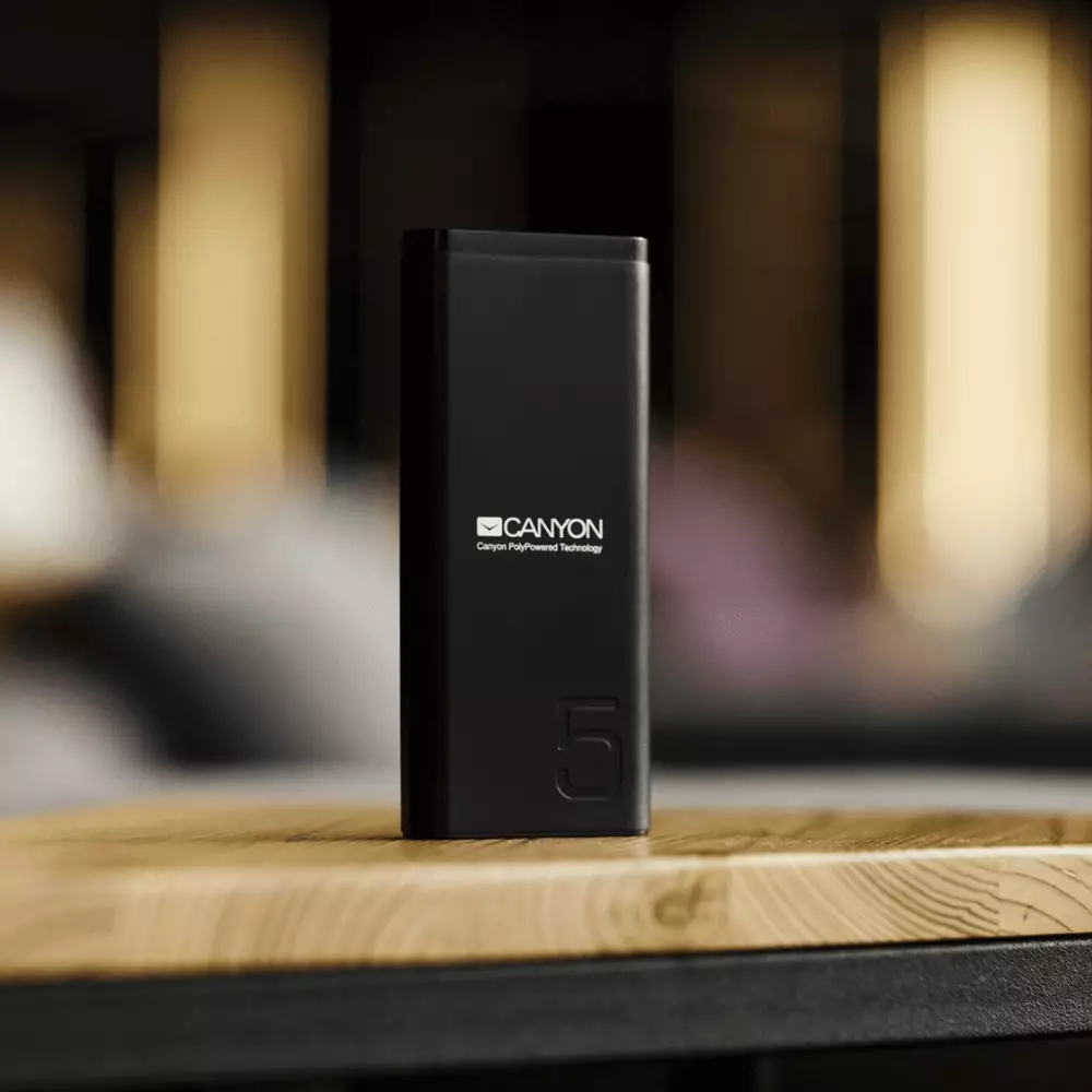 Външна батерия Canyon PB-53, 5000 mAh, Черна - CNE-CPB05B