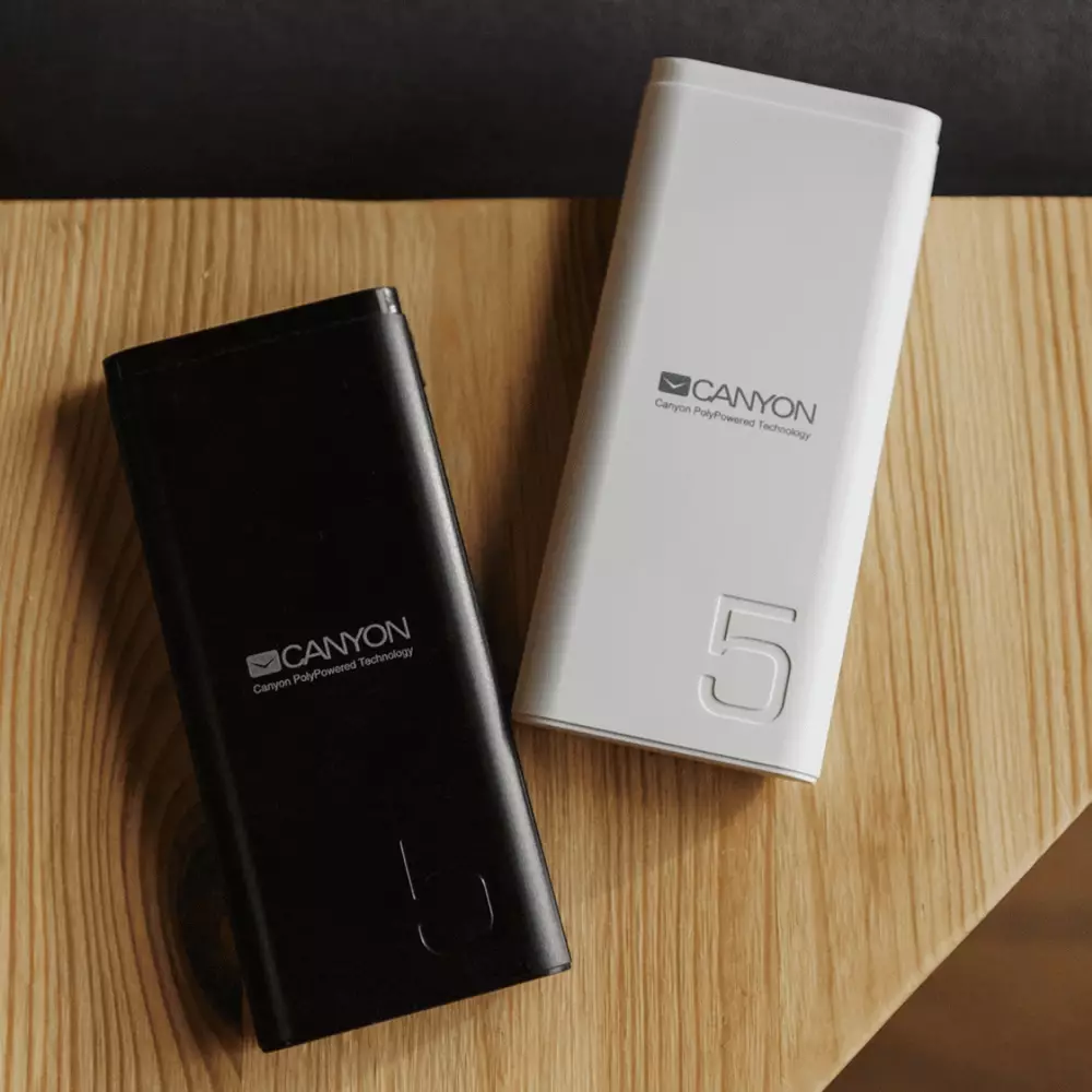 Външна батерия Canyon PB-53, 5000 mAh, Черна - CNE-CPB05B