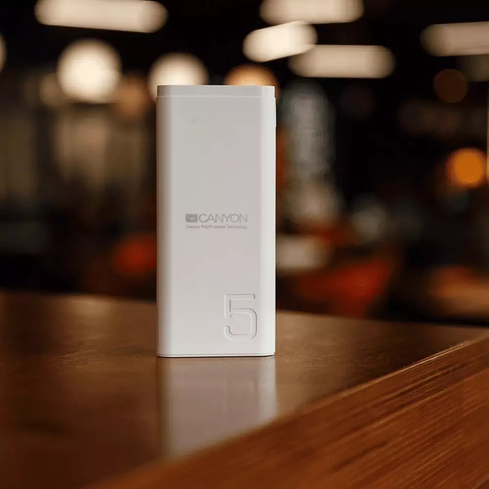 Външна батерия Canyon PB-53, 5000 mAh, Бяла - CNE-CPB05W