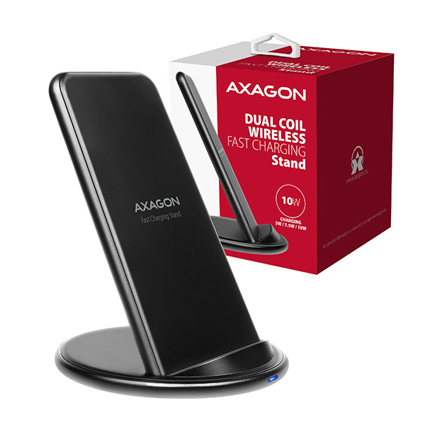 Безжично зарядно AXAGON WDC-S10D, dual coil, Qi 5/7.5/10W