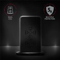 Безжично зарядно AXAGON WDC-S10D, dual coil, Qi 5/7.5/10W
