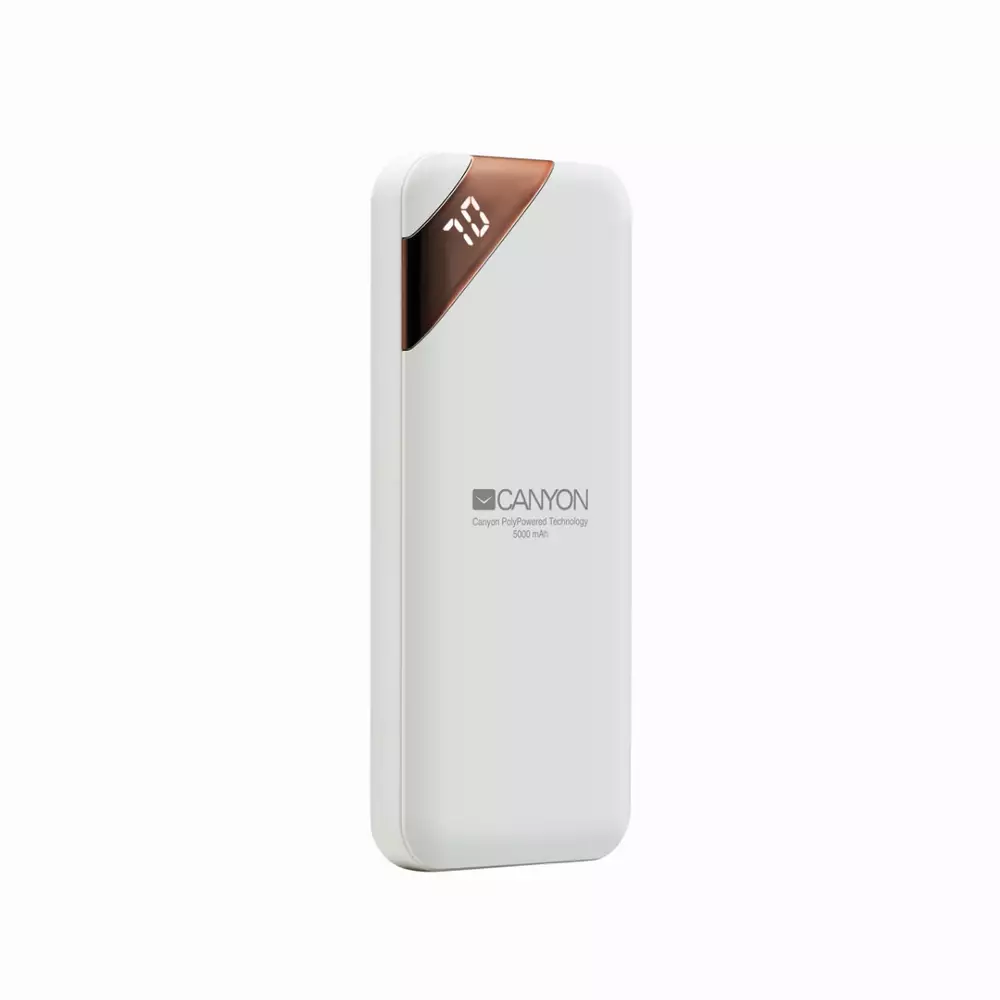 PowerBank Canyon PB-54, 5000 mAh, Бяла - CNE-CPBP5W