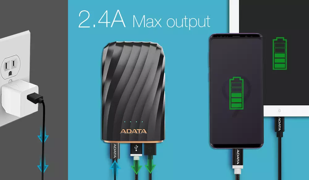 Външна батерия ADATA P10050C, черна - AP10050C-USBC-CBK