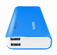 Външна батерия ADATA PT100, 10 000 mAh, синя - 	APT100-10000M-5V-CBLWH