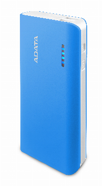 Външна батерия ADATA PT100, 10 000 mAh, синя - 	APT100-10000M-5V-CBLWH