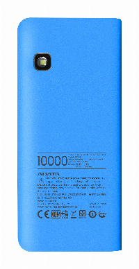 Външна батерия ADATA PT100, 10 000 mAh, синя - 	APT100-10000M-5V-CBLWH