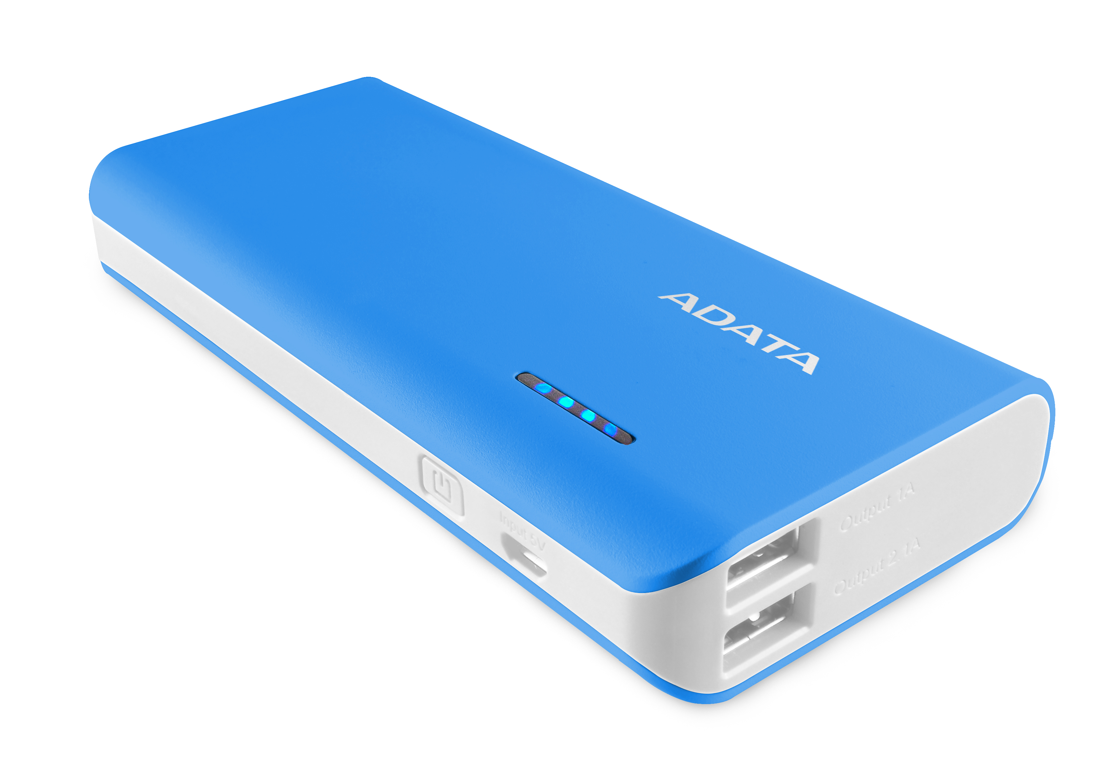 Външна батерия ADATA PT100, 10 000 mAh, синя - 	APT100-10000M-5V-CBLWH