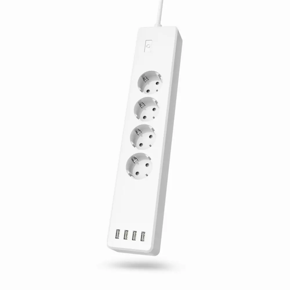 Смарт разклонител HAMA 4-way, 4 гнезда, WLAN 2.4Ghz, 4 портов USB хъб, Бял