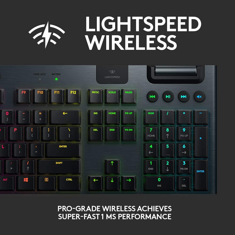 Безжична геймърска механична клавиатура Logitech G915 Lightspeed RGB, GL Tactile Switch