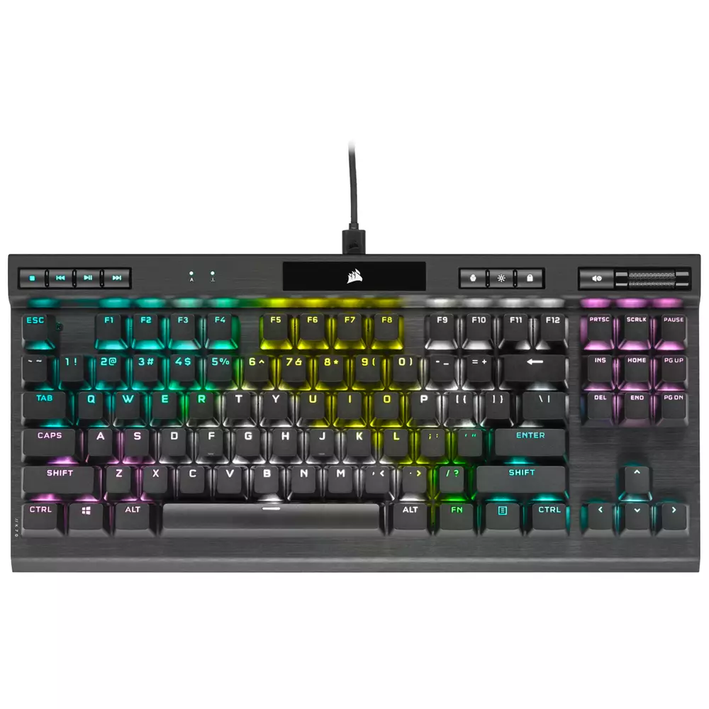 Геймърска клавиатура Corsair K70 TKL RGB, черен - CH-9119010-NA