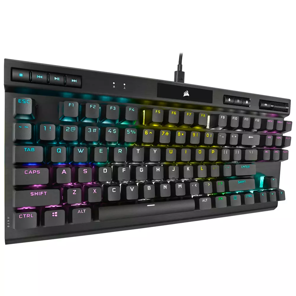 Геймърска клавиатура Corsair K70 TKL RGB, черен - CH-9119010-NA