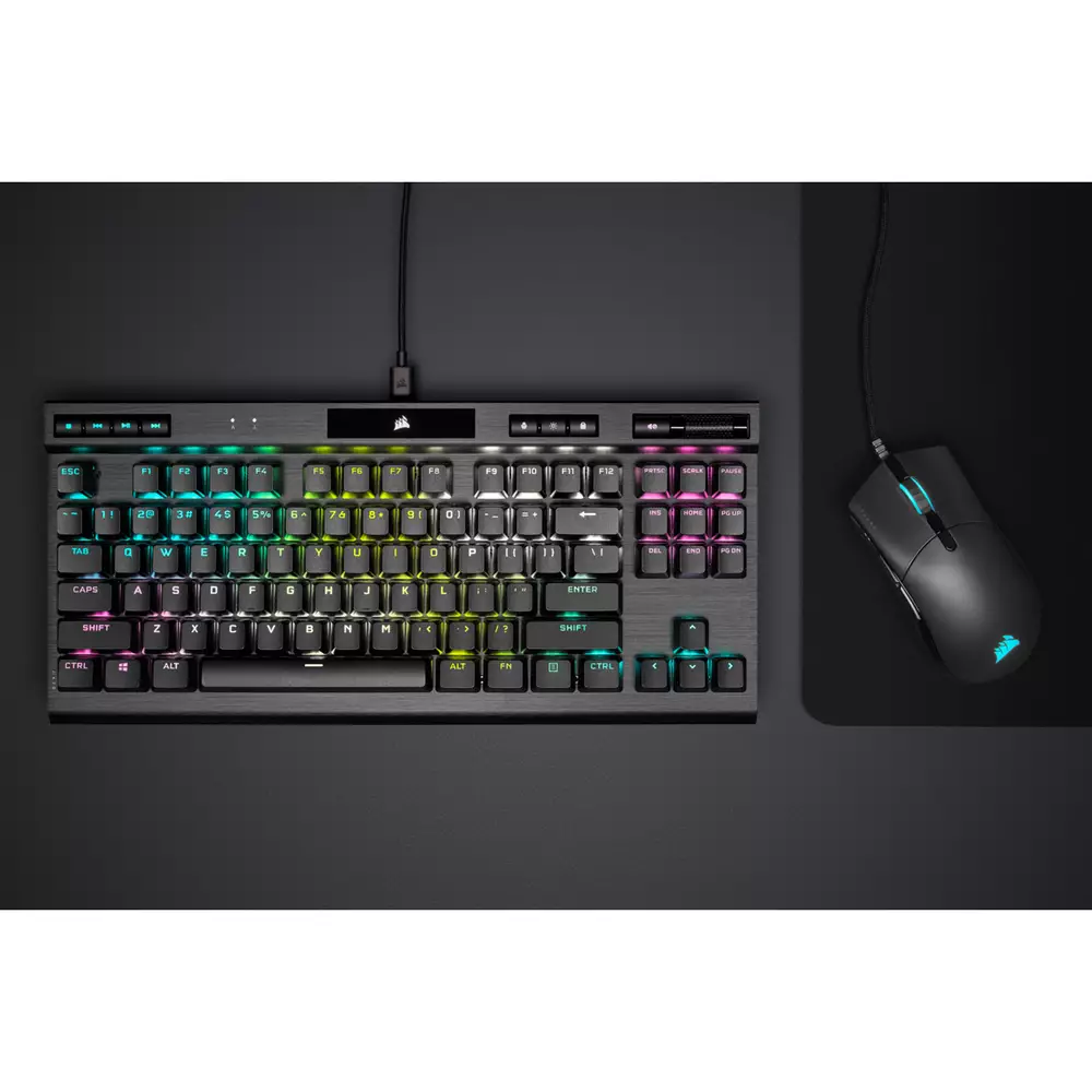 Геймърска клавиатура Corsair K70 TKL RGB, черен - CH-9119010-NA