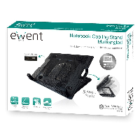 Охладител за лаптоп Ewent EW1258, Вентилатора 125мм, USB хъб, Черен
