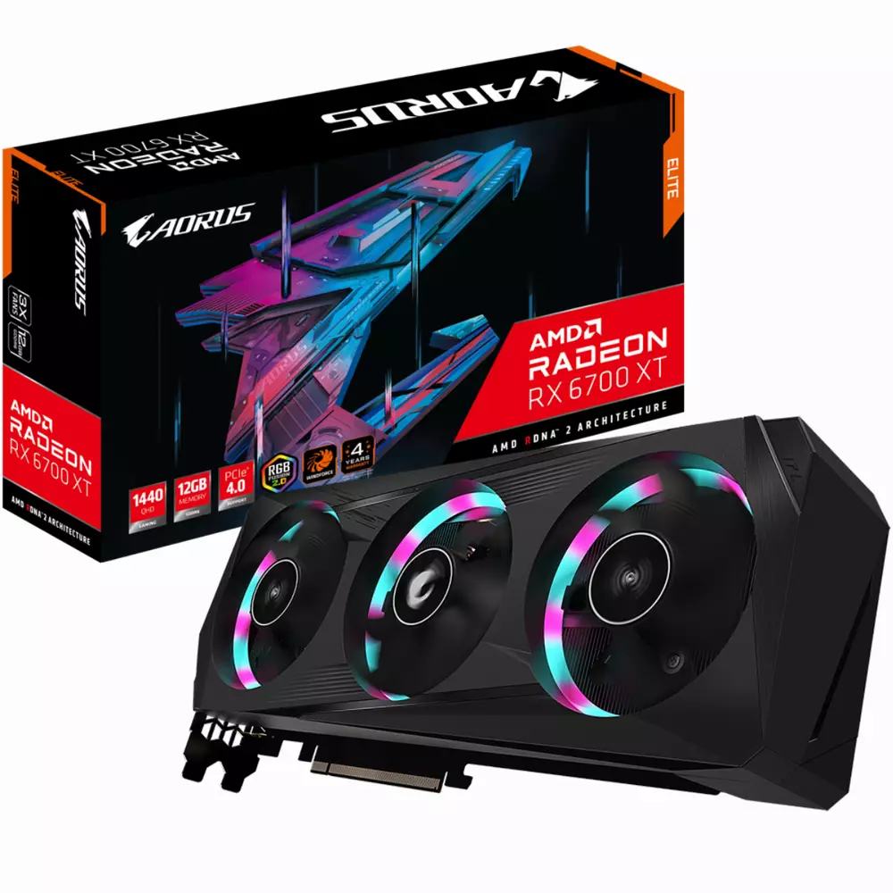 Видео карта GIGABYTE AORUS Radeon RX 6700 XT ELITE OC 12GB