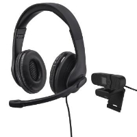 Уеб камера + слушалки Hama 139999, Камера C-400 FullHD и слушалки с микрофон HS-USB300, USB