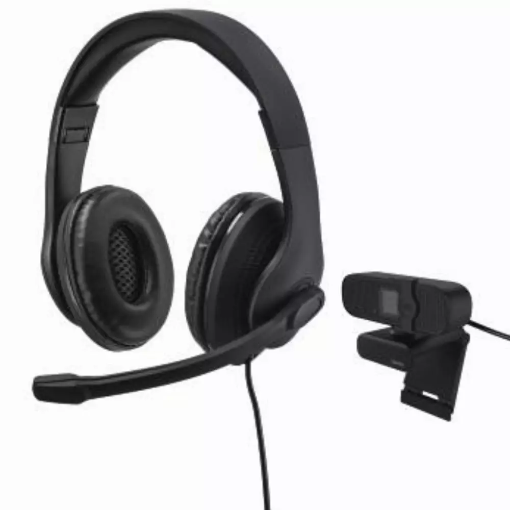 Уеб камера + слушалки Hama 139999, Камера C-400 FullHD и слушалки с микрофон HS-USB300, USB