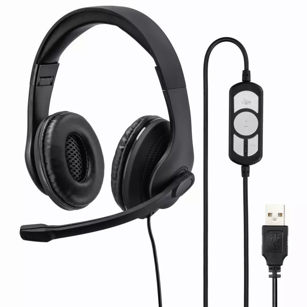 Уеб камера + слушалки Hama 139999, Камера C-400 FullHD и слушалки с микрофон HS-USB300, USB