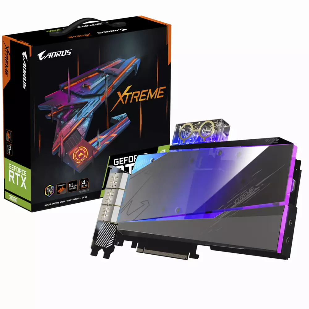 Видео карта GIGABYTE GeForce RTX 3080 AORUS XTREME WATERFORCE WB 10GB