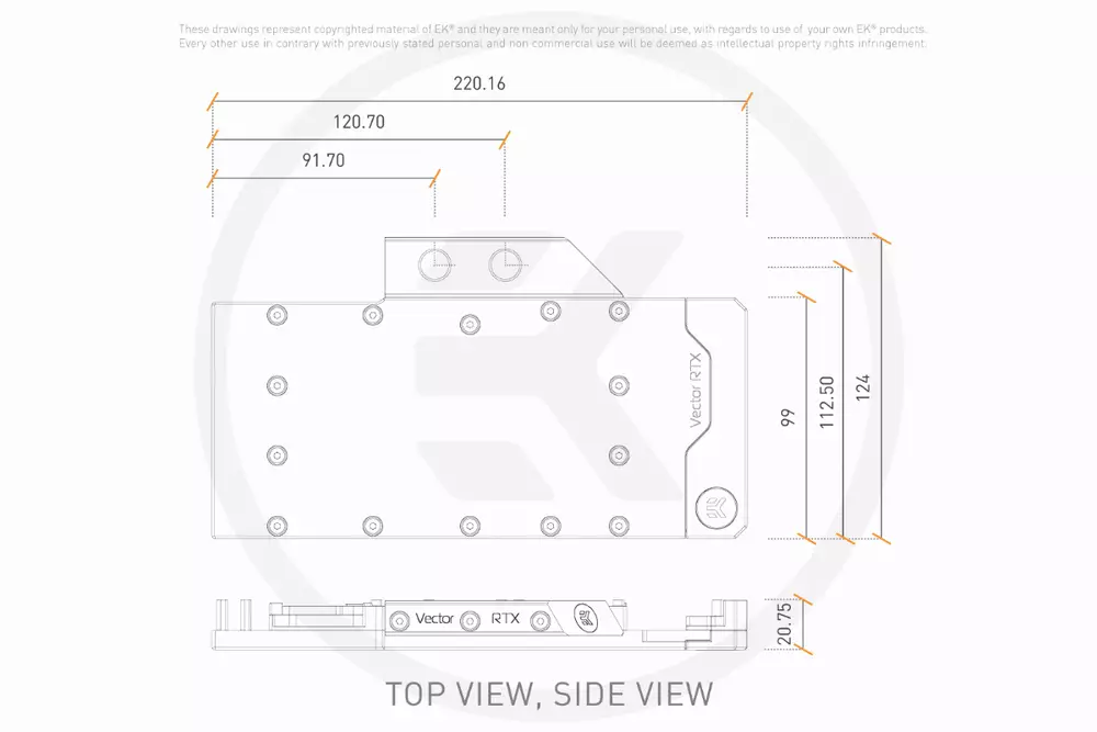 Воден блок за видео карта EK-Quantum Vector RE RTX 3080/3090 D-RGB - Nickel + Plexi