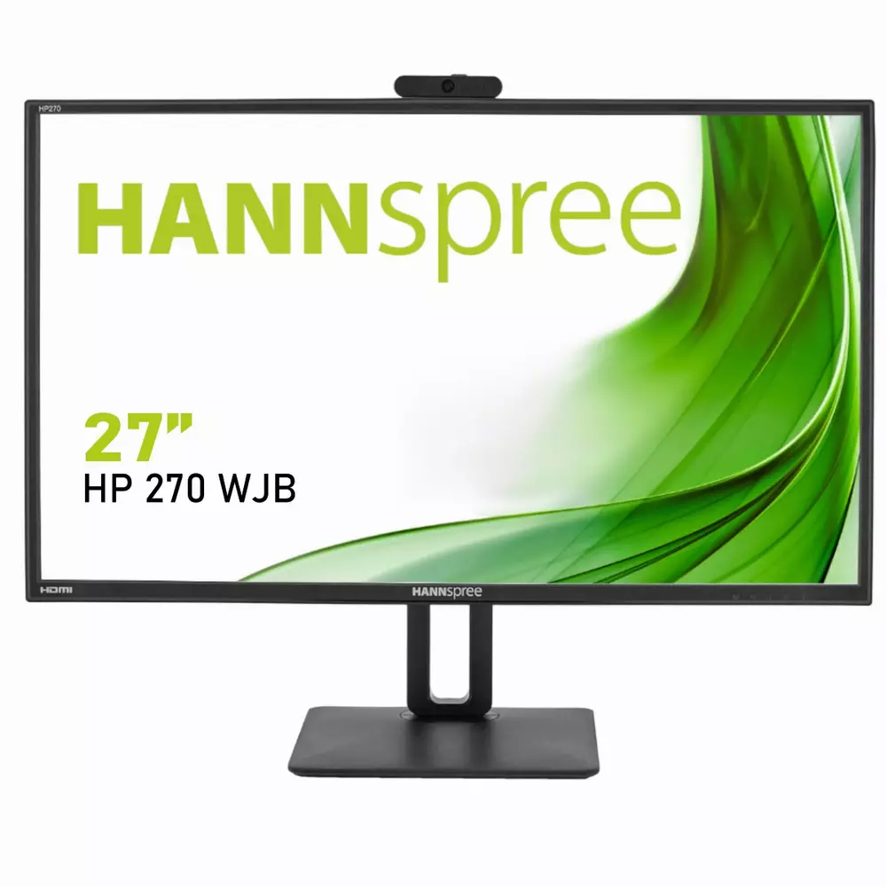 Монитор HANNSPREE HP248WJB, 27 inch, Wide, Full HD, 5 mpix вградена камера, D-Sub, HDMI, DP, Черен