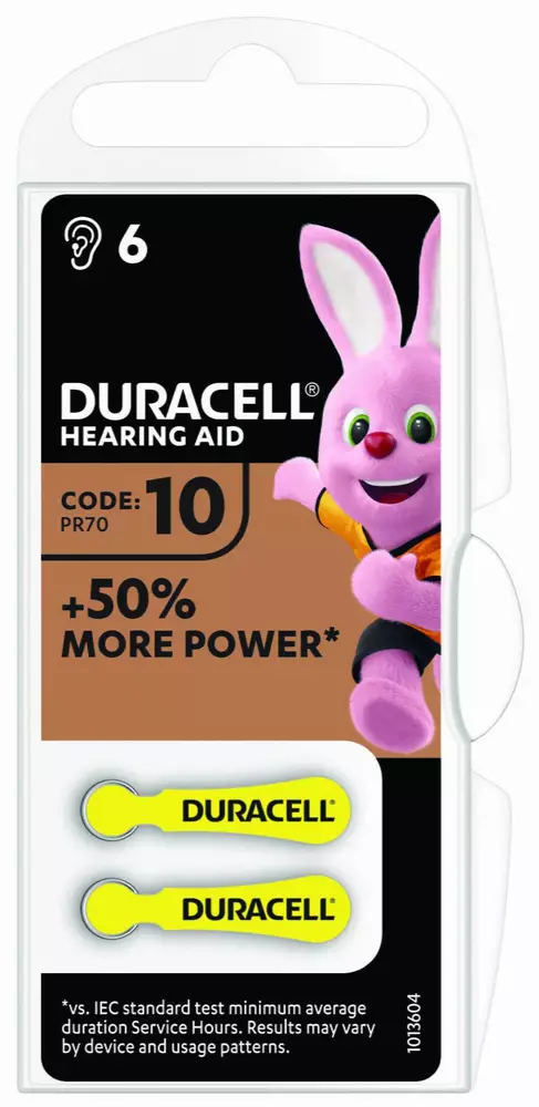 Батерия цинково въздушна DURACELL ZA10 6 бр. бутонни за слухов апарат в блистер