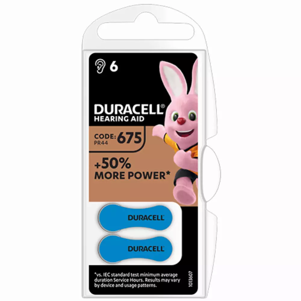 Батерия цинково въздушна DURACELL ZA675 6 бр. бутонни за слухов апарат в блистер
