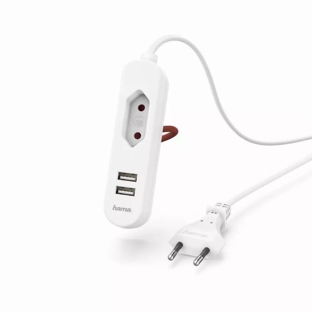Мрежово зарядно HAMA 133751, 220V, 2 x USB, 2.4 A, Euro Socket, Бял