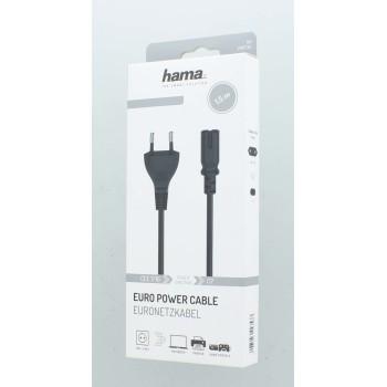 Сетевой кабель HAMA 200732, Euro-plug, 2pin(IEC C7) женский, 1.5 m, Черный