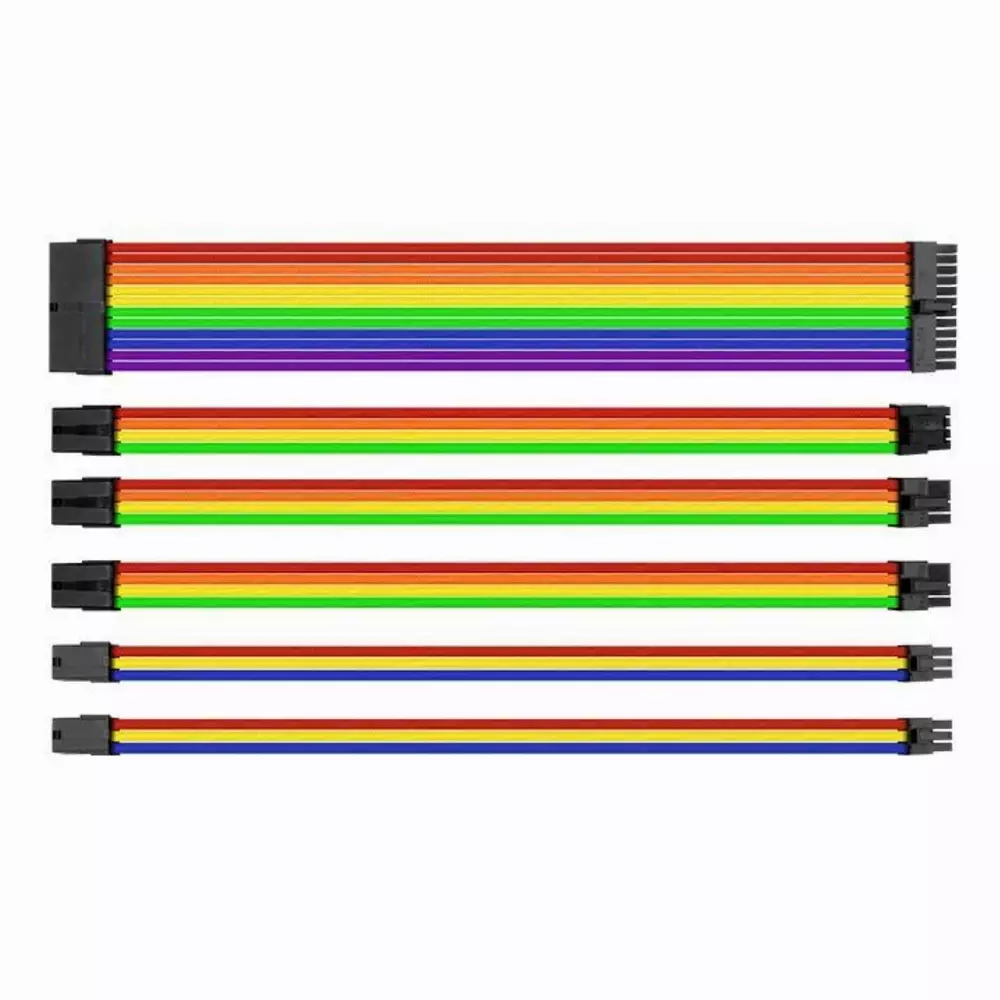 Комплект оплетени кабели Thermaltake TtMod, Rainbow