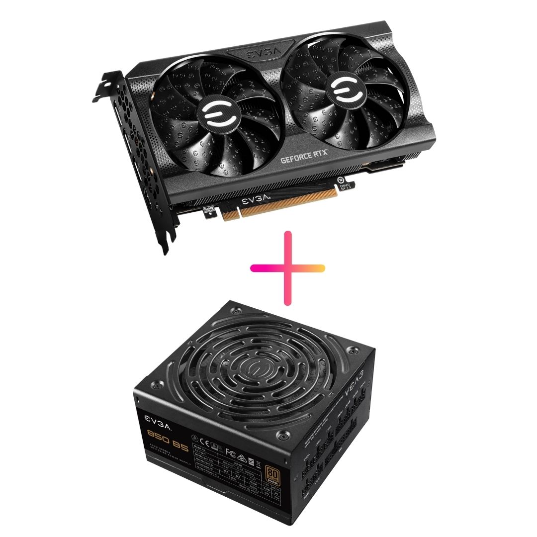 Комбо видео карта + захранване EVGA GeForce RTX 3060 XC GAMING 12GB - 12G-P5-3657-KR + EVGA 850 B5 80 Plus BRONZE 850W - 220-B5-0850-V1