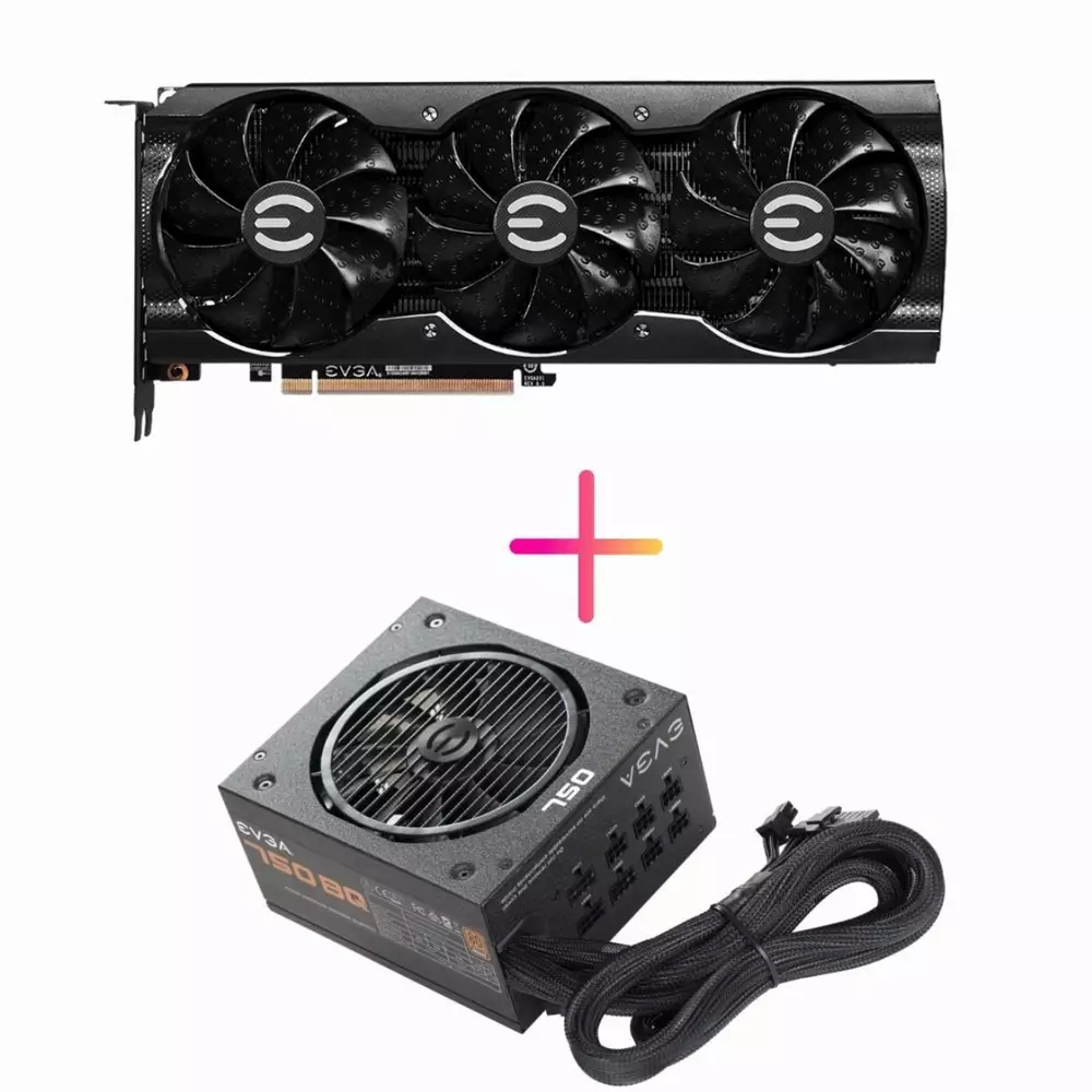 Комбо видео карта + захранване EVGA GeForce RTX 3070 XC3 ULTRA GAMING - 08G-P5-3755-KR + EVGA 750 BQ 80+ BRONZE 750W - 110-BQ-0750-V1