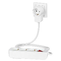 Разклонител HAMA Powerplug, 3 гнезда, 1.4м, Допълнителен контакт, Бутон вкл/изкл, Бял